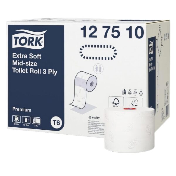 Midi Toilettenpapier Premium T6 weiß 3-lagig, 27 Rollen je 70m