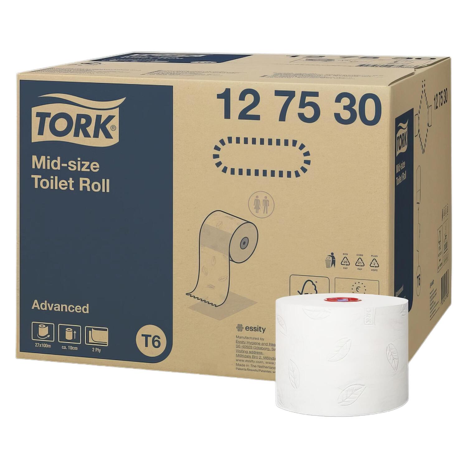 RC-127530 Midi Toilettenpapier Advanced T6 weiß 2-lagig, 27 Rollen je 100m – Bild 1
