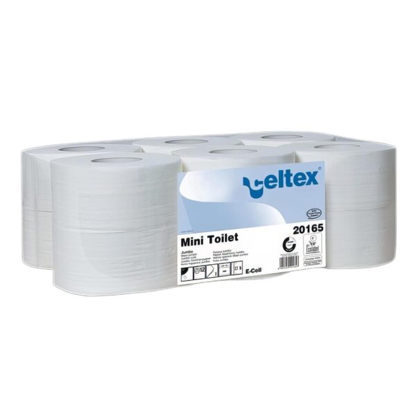 Mini Jumbo Toilettenpapier 2-lagig Zellstoff 9,2x18cm weiß, 12 Rollen je 160m