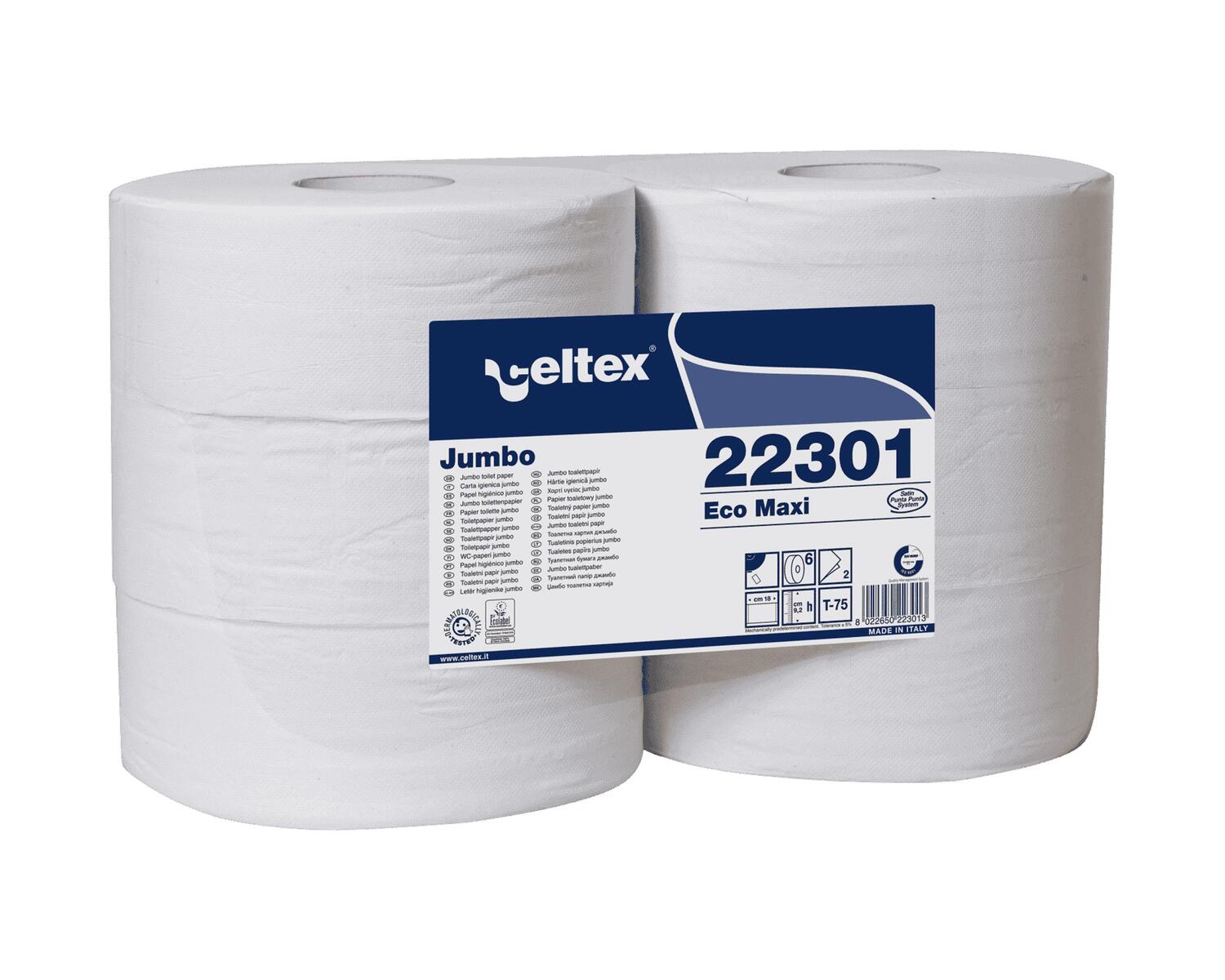 RC-22301 Jumbo Toilettenpapier 2-lagig 18×9,2cm 1670 Abrisse weiß, 6 Rollen je 300m – Bild 1