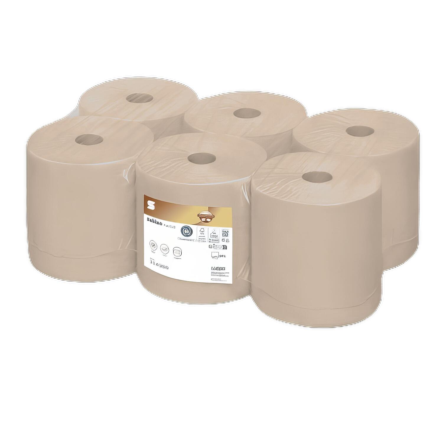 RC-314300 Puresoft Rollenhandtuch, System PT1, 2-lagig 6 Rollen á 680 Abrisse, 20,5cm x 170m, braun – Bild 1