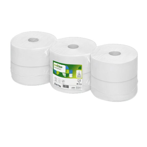 Comfort Jumbo Toilettenpapier 2-lagig recycling JT2, 6 Rollen je 1280 Blatt