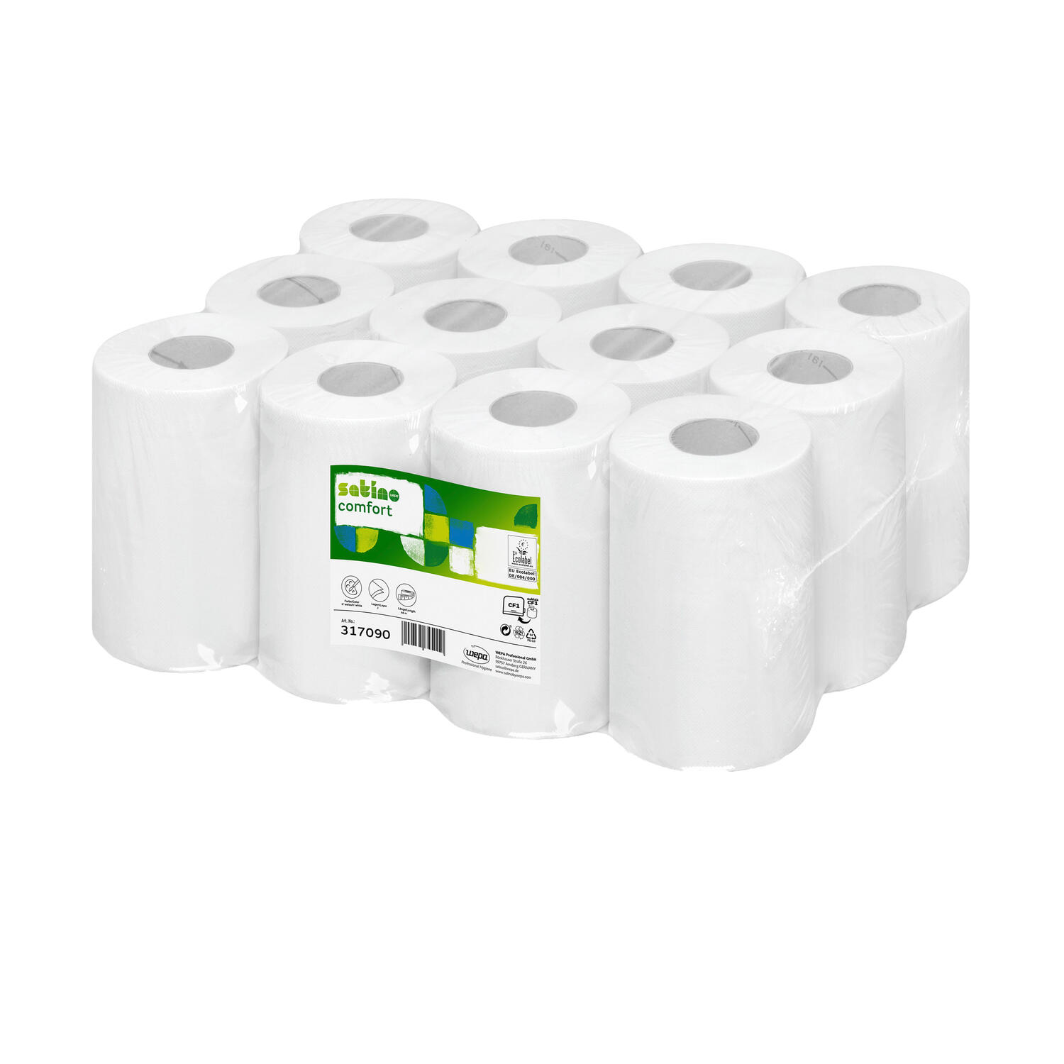 RC-317090 Comfort Mini Papierhandtuchrolle Innenabrollung CF1, 2-lagig 12 Rollen, 20cm x 68m perforiert – Bild 1