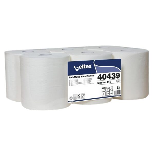 Rollenhandtuch weiss 2-lagig 6 Rollen á 140m, 20 cm breit