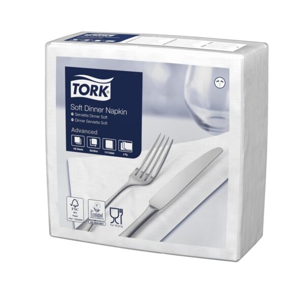 Dinnerservietten hochweiß 3-lagig 39 x 39 cm 1/4 Falz, 1200 Stück
