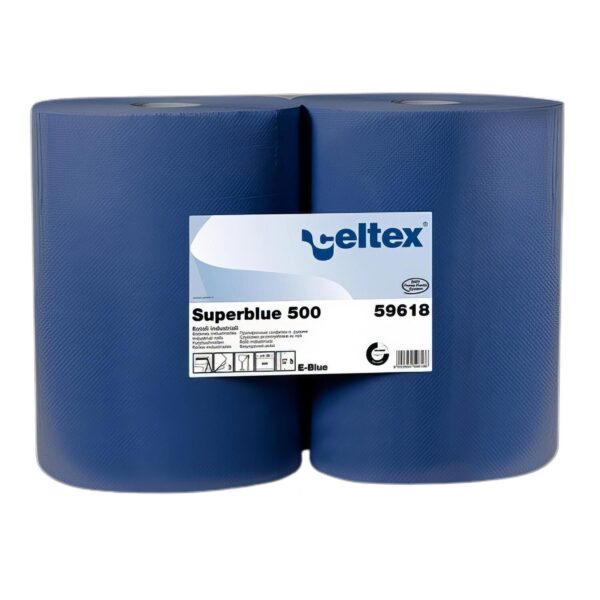Putzpapier blau 3-lagig 36 x 36 cm, 2 Rollen a 500 Blatt