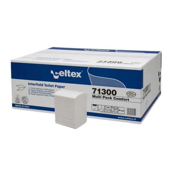 Interfold Toilettenpapier 2-lagig V-Falz weiß 11x18cm, 36 Packungen je 250 Blatt