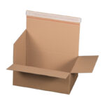Schnellaufrichtekarton 350x256x135mm Selbstklebeverschluss Aufreißfaden Automatikboden braun - Schuhkarton – Bild 2