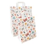 Papiertragetaschen aus Kraftpapier 220+100x280mm mit Schmetterling Motiv weiß, 250 Stk