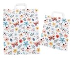 Papiertragetaschen aus Kraftpapier 220+100x280mm mit Schmetterling Motiv weiß, 250 Stk – Bild 2
