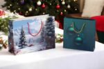 Luxus Papiertragetaschen 360+120x260mm Motiv Winterlandschaft in weiß 190 g/m2 – Bild 2