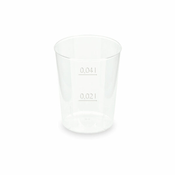 Mehrwegbecher Pfandbecher Shotglas Schnaps PP Eichstriche 2 cl 4 cl, 50 Stk.