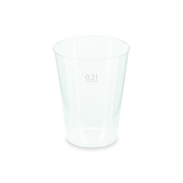 Mehrwegbecher Pfandbecher transparent PP Eichstrich 0,2 l O 6,8 cm, 40 Stk.