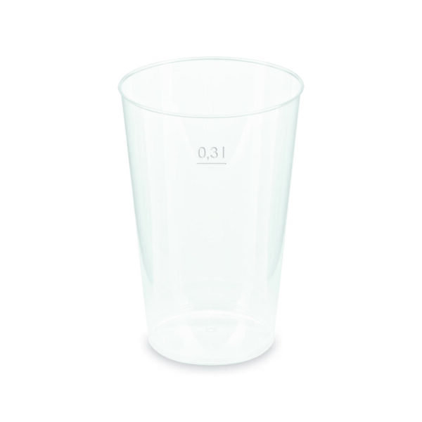 Mehrwegbecher Pfandbecher transparent PP Eichstrich 0,3 l O 7,9 cm, 25 Stk.