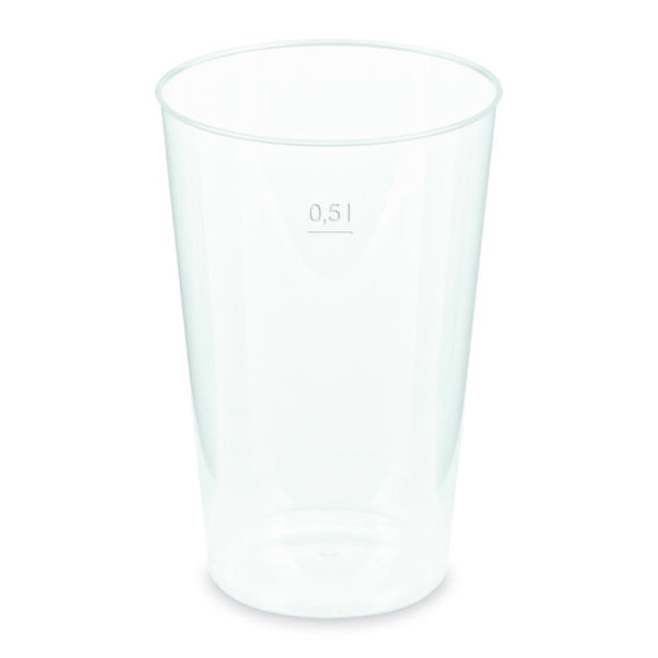 Mehrwegbecher Pfandbecher transparent PP Eichstrich 0,5 l O 9,1 cm, 30 Stk.