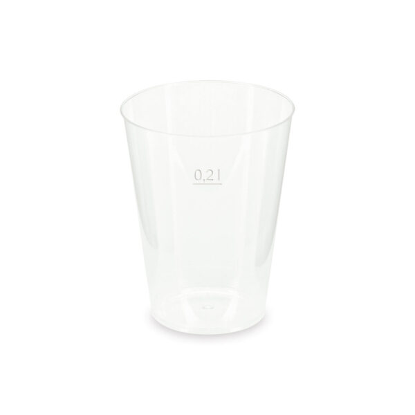 Mehrwegbecher Pfandbecher transparent stabil+ PP 0,2L Eichstrich O 76mm, 25 Stk.