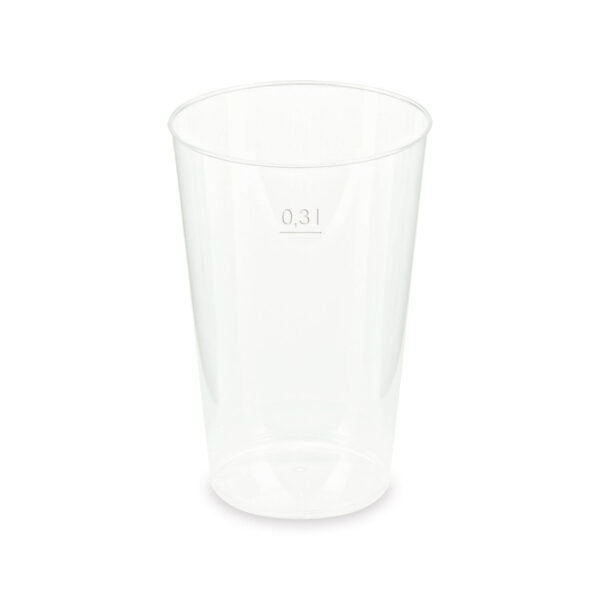 Mehrwegbecher Pfandbecher transparent stabil+ PP 0,3L Eichstrich O 80mm, 15 Stk.