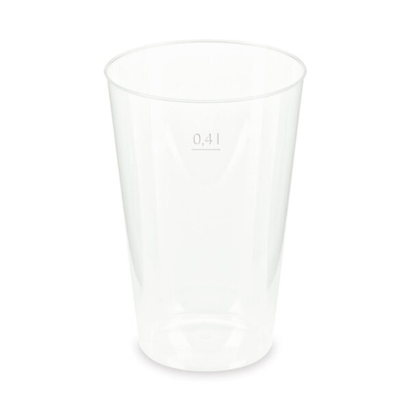 Mehrwegbecher Pfandbecher transparent stabil+ PP 0,4L Eichstrich O 87mm, 10 Stk.
