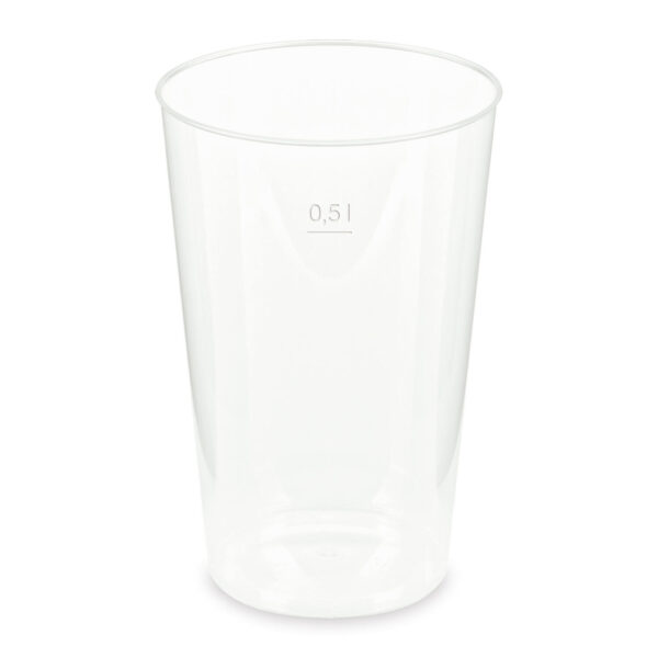 Mehrwegbecher Pfandbecher transparent stabil+ PP 0,5L Eichstrich O 93mm, 12 Stk.