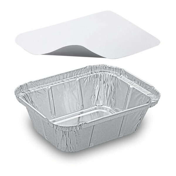 Alu-Servierschale Aluschale eckig 250ml inklusiv Deckel, 20 Stk.