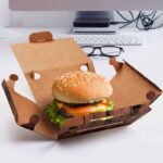 Hamburgerboxen aus Mikrowellpappe bedruckt braun 15 x 15 x 9,5 cm, 100 Stk. – Bild 2