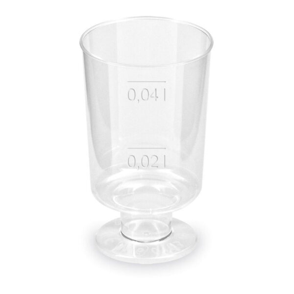 Schnapsglas mit Fuß Premium glasklar Shotgläser mit Eichstrich 2cl/4cl, 20 Stk.