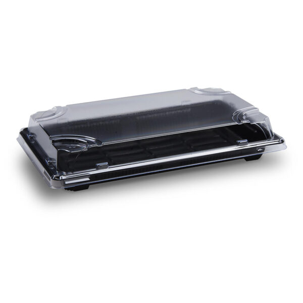 Sushi Schalen schwarz Set mit Deckel transparent PP/rPET, 50 Stk.