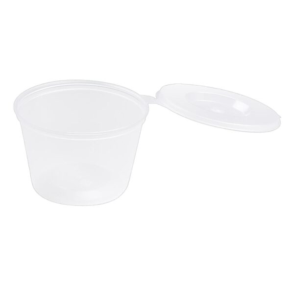 Dressingbecher Saucenbecher mit anhängendem Deckel, transparent, aus PP, 100 Stk.