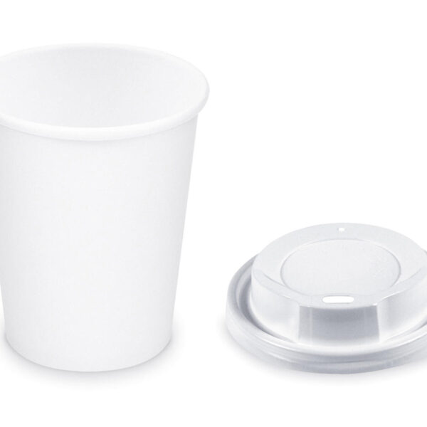 Pappbecher Getränkebecher weiß 150 ml 200 ml O 73mm inkl. Trinkdeckel 100 Stk.