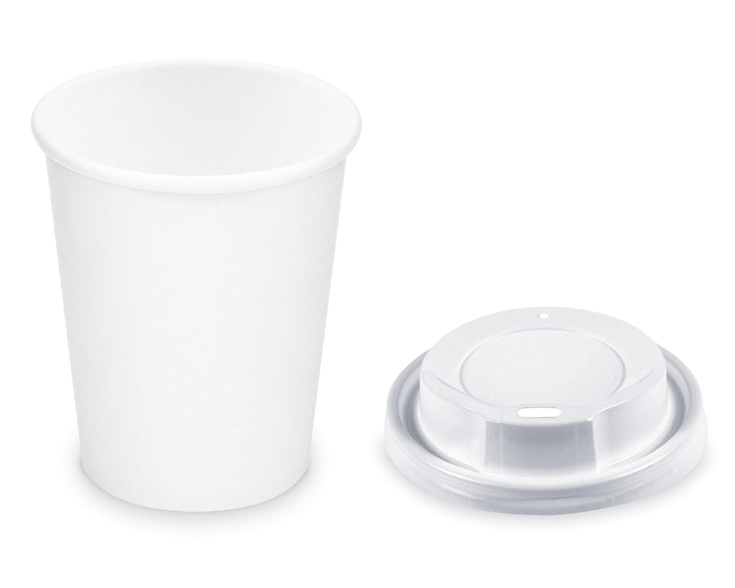 WX-76220_SET1 Pappbecher Getränkebecher weiß 150 ml 200 ml O 73mm inkl. Trinkdeckel 100 Stk. – Bild 1