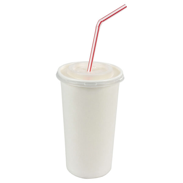 Pappbecher Getränkebecher weiß 500 600ml inkl. Deckel mit Kreuzschlitz 100 Stk.