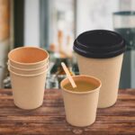 Heiß- und Kaltgetränkebecher Pappbecher braun 250ml 330ml 'L' O 80mm, 50 Stk. – Bild 2