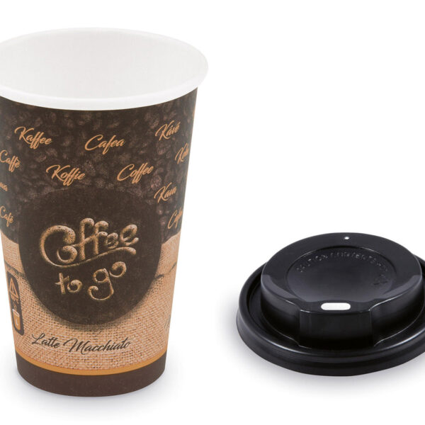 Kaffeebecher L 'Melange To Go' mit Trinkdeckel schwarz 250 ml, 330 ml, 100 Stk.