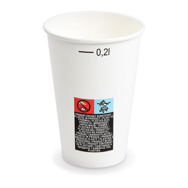 Heiß- und Kaltgetränkebecher Pappbecher FSC Mix/PE weiß 200ml Eichstrich O 70mm, 50 Stk.
