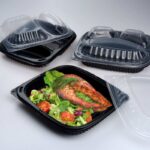 Mehrweg Menüschalen ungeteilt 240 x 210 x 40 mm Mikrowellengeeignet schwarz 1200ml, 100 Stk. – Bild 2
