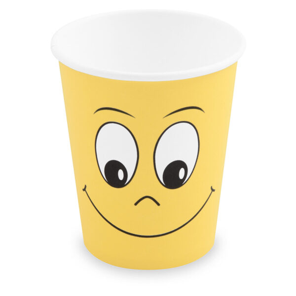 Heiß- und Kaltgetränkebecher Pappbecher 'Smiling face' 200ml 280ml, 50 Stk.