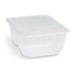 Rechteckschalen 2-geteilt 186x133mm 1000ml PP klar für heiße Speisen, 50 Stk.