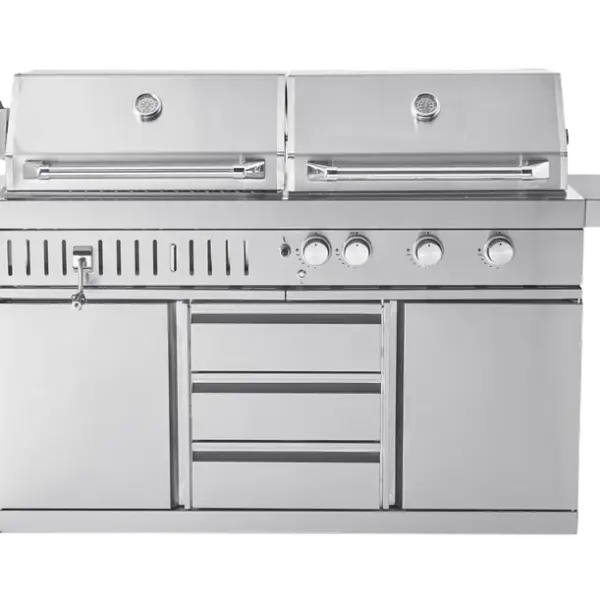 Myoutdoorkitchen Freistehender Gas- und Holzkohlegrill