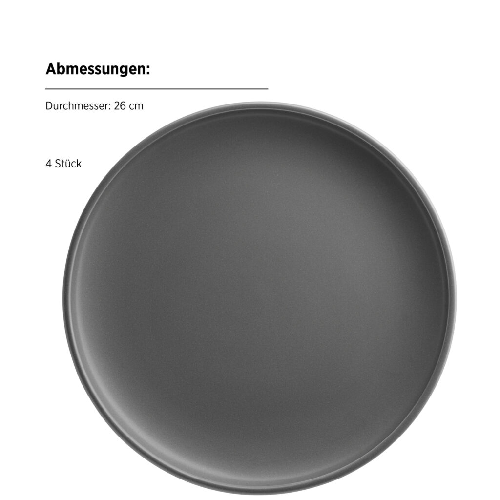 Mäser VADA Teller flach 26 cm, 4er-Set, DUNKELGRAU