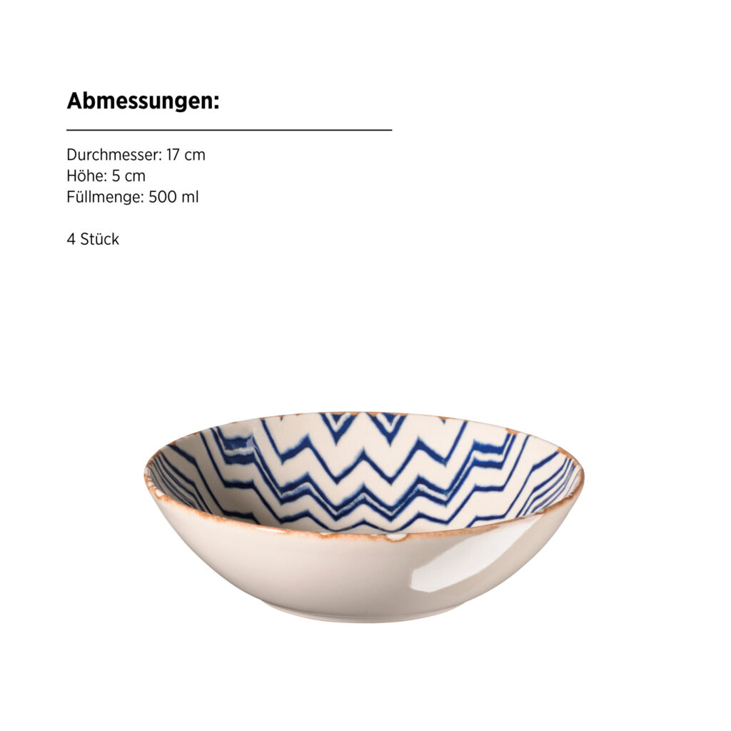 Mäser MALENA Schüssel 17 cm, 4er-Set, CLASSIC BLUE