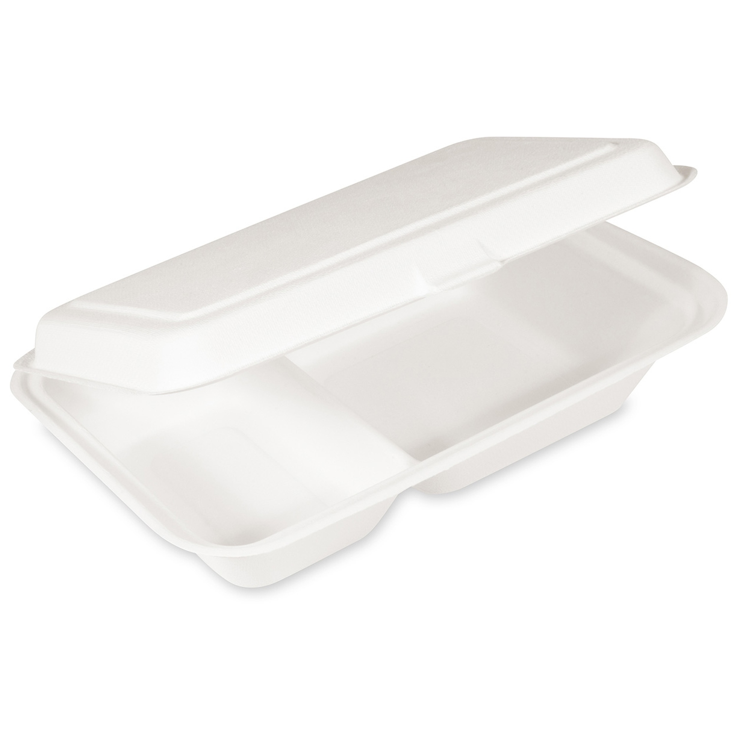45512 Menüboxen Lunch-Boxen 2-geteilt aus Zuckerrohr Bagasse, 250x162x63 mm, 50 Stk. – Bild 1