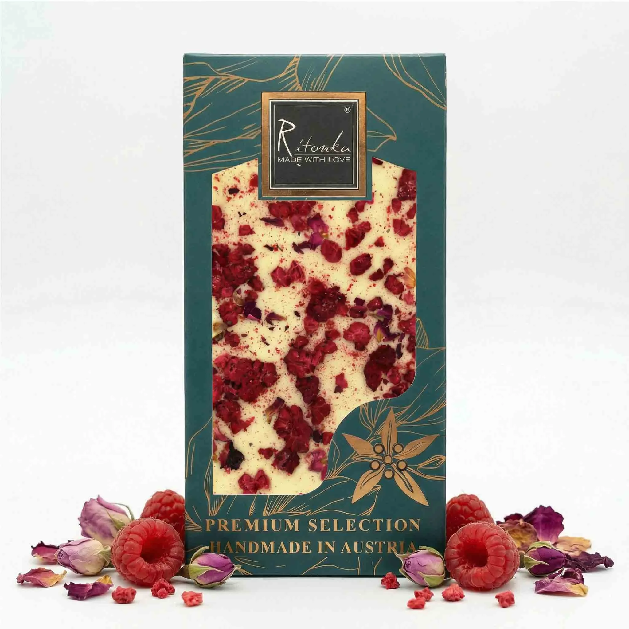 540106-main-1777317609065 PREMIUM Weiße Schokolade - Himbeere, Rose 95g – Bild 1