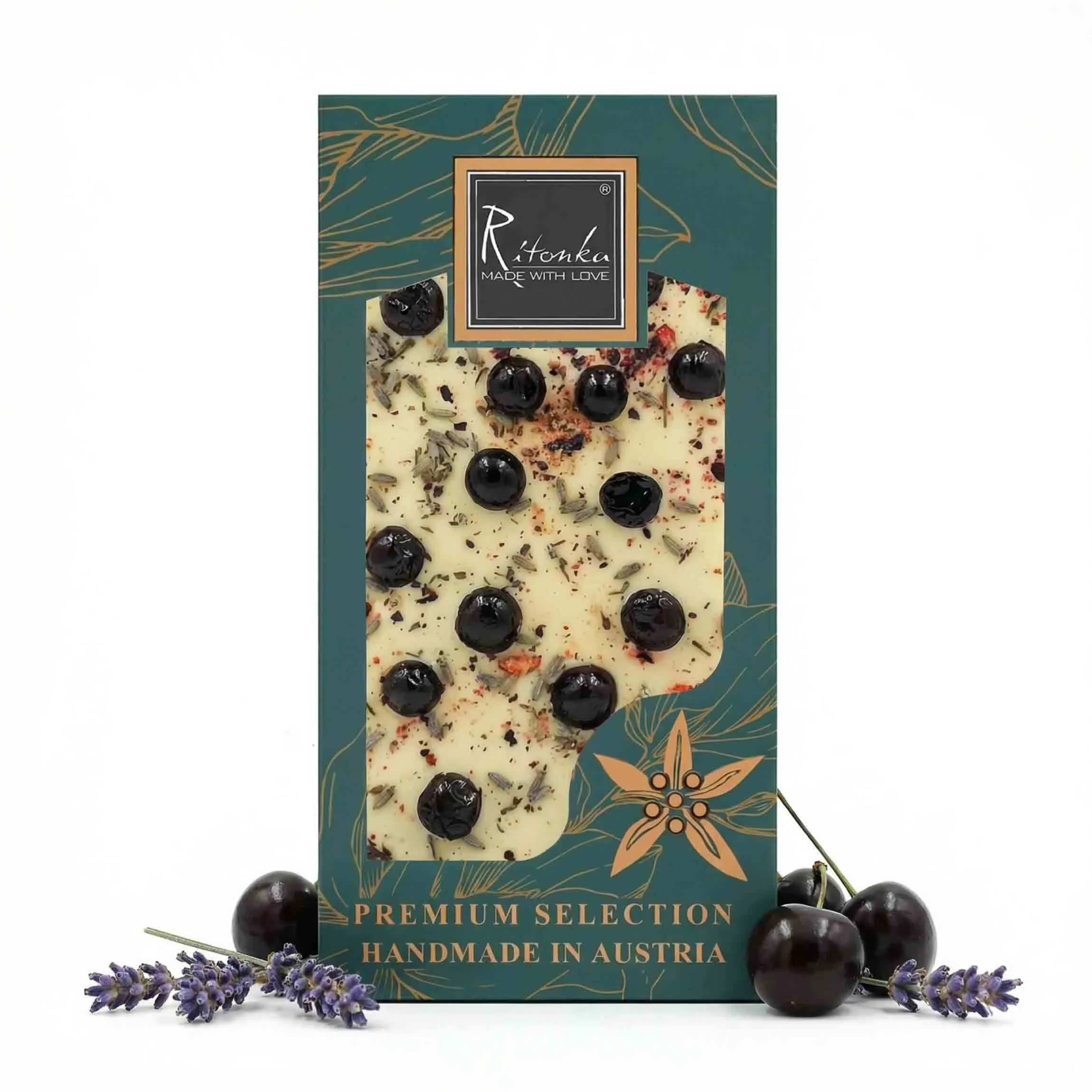 540108-main-1777317611001 PREMIUM weiße Schokolade - Lavendel, Schwarze Johannisbeere 95g – Bild 1