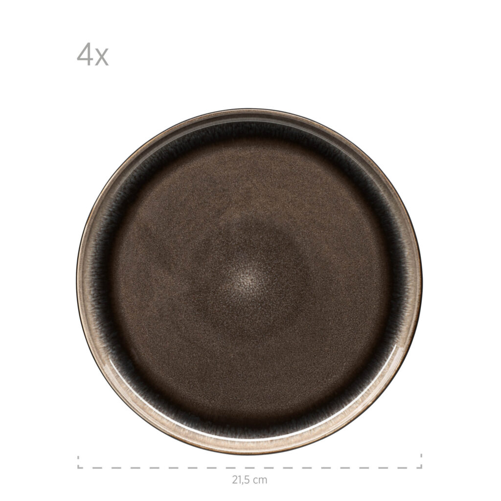 Mäser NIARA Dessertteller 21,5 cm, 4er-Set, SCHWARZ/GRAU