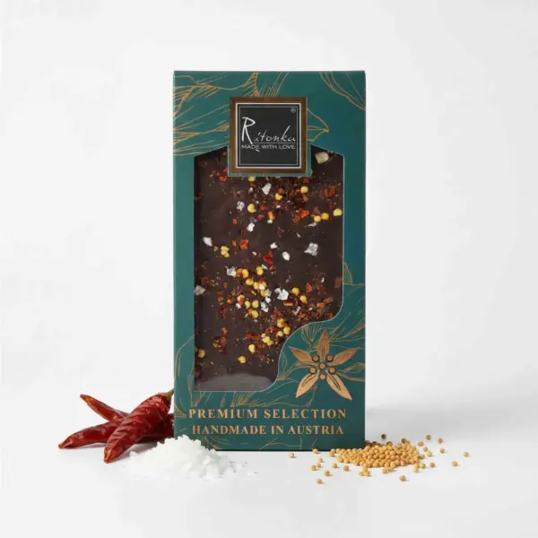 PREMIUM Bitterschokolade - Natursalz, Chili 95gnatursalz chilli