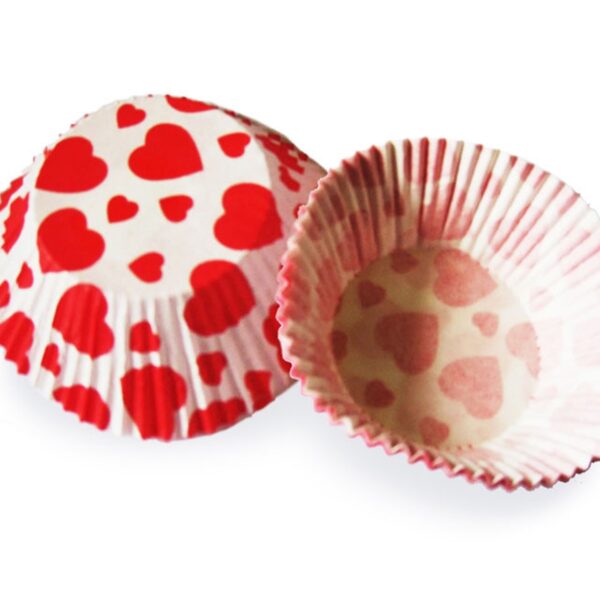 Muffinkapseln Gebäckkapseln rote Herzen O 50 x 30 mm, 40 Stk.