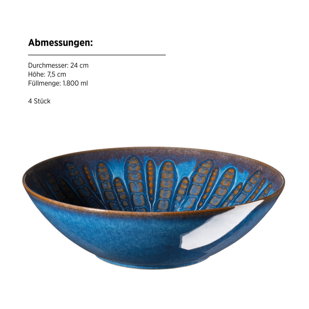 Mäser MIRNA Schüssel 24 cm, 4er-Set, CLASSIC BLUE