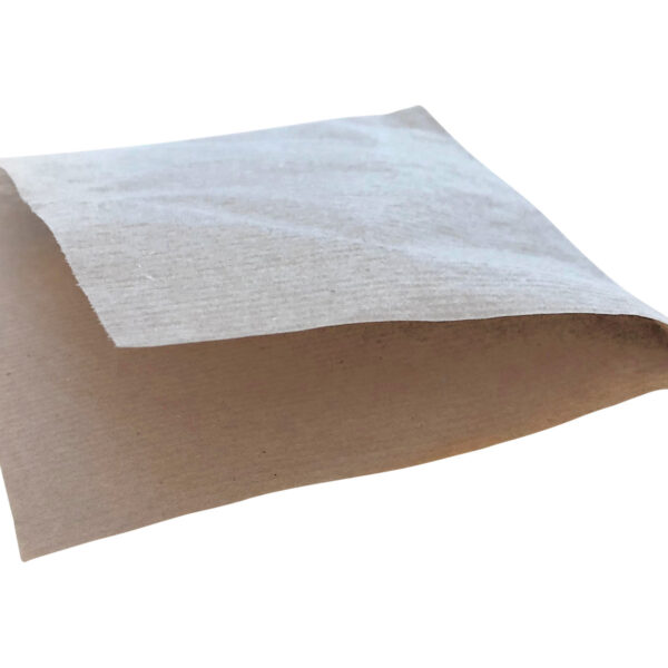 Hamburger Beutel braun 16 x 16 cm, oben und 1x seitlich offen, 500 Stk.