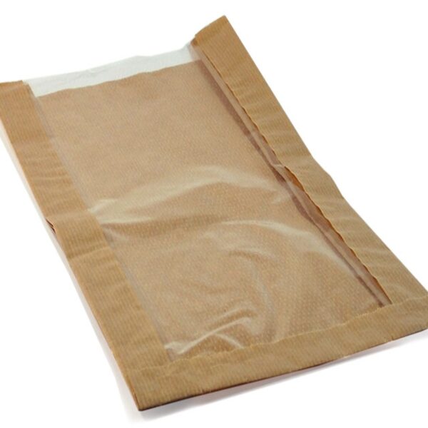 Papierfaltenbeutel für Gebäck 18 + 6 x 32 cm, mit Fenster 13cm, 1000 Stk.