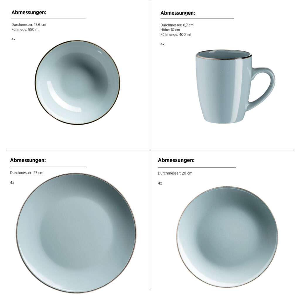 Mäser METALLIC RIM Kombiservice 16-teilig, einfarbig